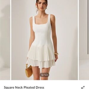 Commense Ivory Square Neck Mini Dress